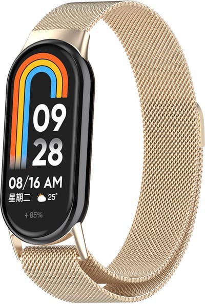 Strap-it Milanese band met magneetsluiting - Geschikt voor Xiaomi Mi Smart Band 8 / Band 9 (champagne goud)