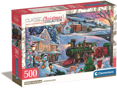 Clementoni – Puzzel – 500 Stukjes – Kersttrein - Kersttafereel – Puzzel Voor Volwassenen