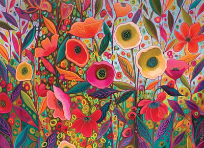 Kleurige 1000 Stuk Puzzel met Bloemen en Poster