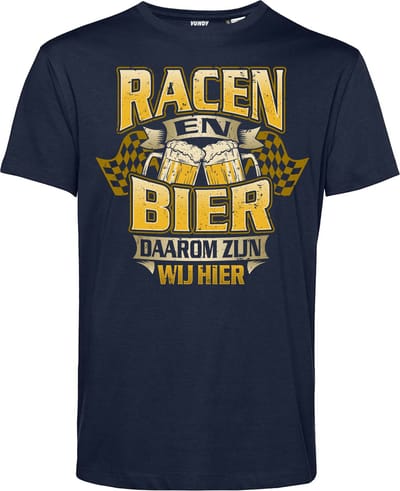 T-shirt Racen & Bier | GP Zandvoort | TT Assen | Zwarte Cross | Navy | maat XS
