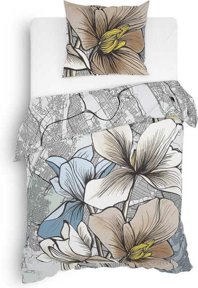 Heckett & Lane Hudson Dekbedovertrek - Twill - Eenpersoons - 140x200/220 cm - Sketch Grey