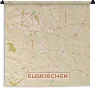 Wandkleed - Wanddoek - Plattegrond - Euskirchen - Kaart - Stadskaart - Vintage - 180x180 cm - Wandtapijt