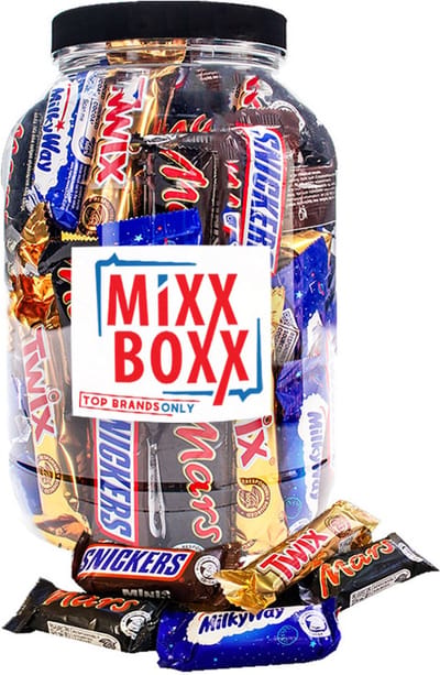 Mars Mini's Chocolate Party: MilkyWay, Mars, Snickers, Twix - melkchocolade met nougat en karamel - chocoladecadeau - 1100g