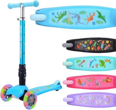 3-wiel scooter voor kinderen tot 50 kg - hoogwaardig, opvouwbaar, LED-wielen, in hoogte verstelbaar