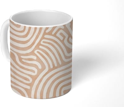 Mok - Koffiemok - Beige - Aardspatroon - Mokken - 350 ML - Beker - Koffiemokken - Theemok