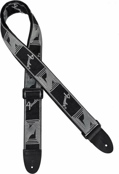 Fender 990681543 gitaarriem, 5cm breed, voorzien van logo, zwart-lichtgrijs-donkergrijs