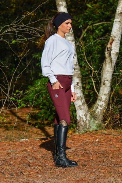 Donley winter paardrijbroek rood comfortabel full grip mt 26 tm 44 winter rijbroek lekkere warme paardrijbroek bordeaux rood