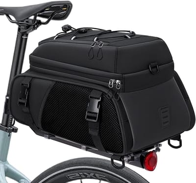 Waterdichte 3-in-1 Fietstas voor Bagagedrager, 15L, Zwart Reflecterend