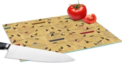 Glazen Snijplank - 28x20 - Vogelkooi - Vogel - Patronen - Snijplanken Glas