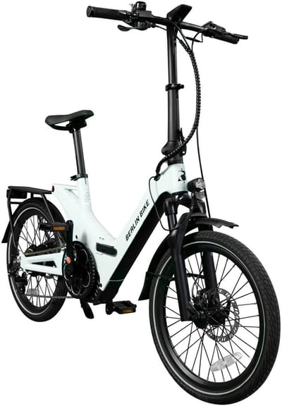 Berlin Bike 2GO Elektrische Fiets – 50 km Actieradius – 36V 10,5Ah Verwijderbare Batterij – 40 Nm Koppel – Compacte Full Suspension – Shimano 7 Versnellingen – Hydraulische Schijfremmen – Lichtgroen