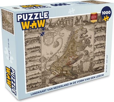 Puzzel Landkaart van Nederland in de vorm van een leeuw - Legpuzzel - Puzzel 1000 stukjes volwassenen