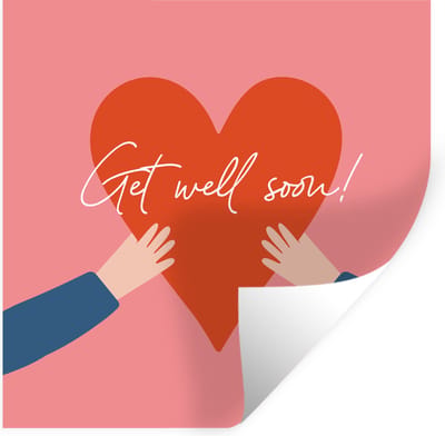 Muurstickers - Sticker Folie - Get well soon - Quotes - Rood - Hand - 100x100 cm - Plakfolie - Muurstickers Kinderkamer - Zelfklevend Behang XXL - Zelfklevend behangpapier - Stickerfolie