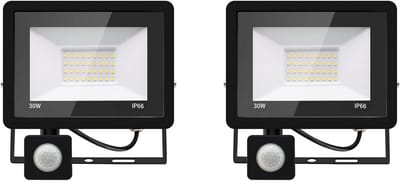 2 Stuks LED Buitenlamp met Bewegingsmelder 30W Warmwit IP66