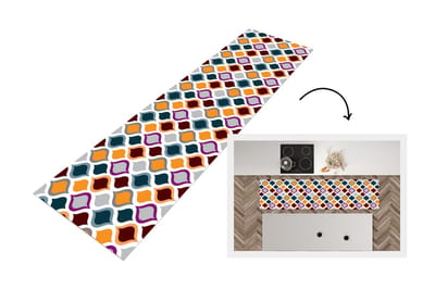 Keukenloper 200x50 cm - Keukenmat vinyl Retro - Lijn - Patroon - Keukenmatten loper - Keuken vloerkleed tapijt