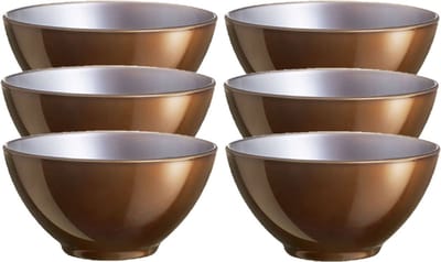 Doosje met 6x stuks luxe stijlvolle flashy keuken/dessert/serveer diepe schaaltjes 50 CL bruin/zilver