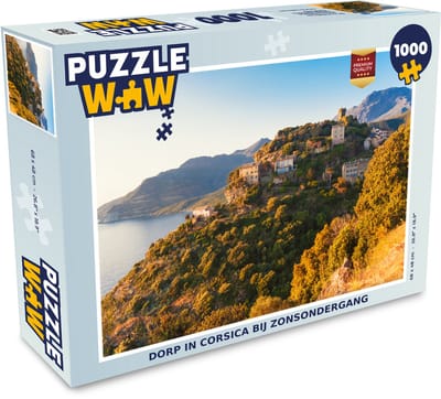 Puzzel Dorp in Corsica bij zonsondergang - Legpuzzel - Puzzel 1000 stukjes volwassenen