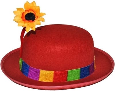 Funny Fashion Clowns carnaval verkleed hoedje - rood - met bloem - voor volwassenen
