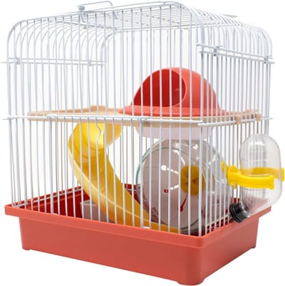 DnA® Hamsterkooi - Hamster Speelgoed - Hamster - Wit en Rood - 29cm x 22cm x 1cm