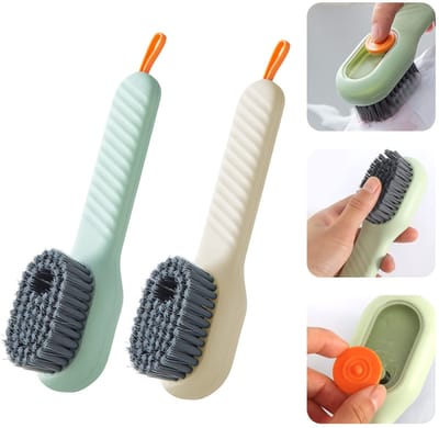 Dailygoods- Schoenborstel met vloeistofbox - Reinigingsborstel - Huishoudelijke Borstel - Ergonomische Handgreep - Sterke Vezels - Eenvoudig Schrobben