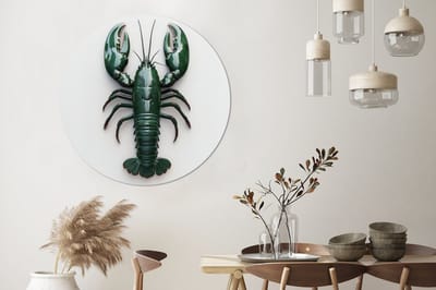 WallCircle - Wandcirkel - Muurcirkel - Kreeft - Glossier - Groen - Wit - Aluminium - Dibond - 120x120 cm - Binnen en Buiten XXL
