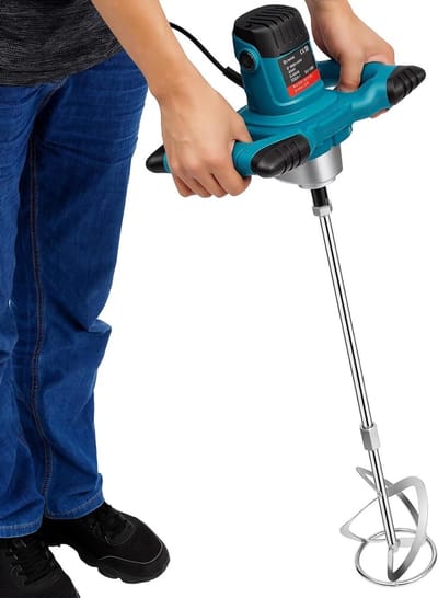 Elektrische handmixer - Betonmixer Moddermixer - Verf Mortel Mengen - 6 Snelheden S-Roerkop - 2100W - Lichtblauw