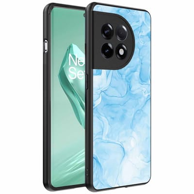 Geschikt voor OnePlus 12R Telefoonhoesje met marmer opdruk - TPU backcover case marble design - Lichtblauw - Smartphonica geschikt voor OnePlus 12R