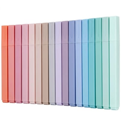 Pastel kleurige markeerstiften set 12 stuks markeerstiften voor school en kantoor brede beitel punt zachte kleuren schrijfwaren journaling en tekenen