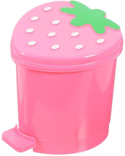 Mini Prullenbak - Desktop Afvalemmer - Bureau Opruimen - Schattig Aardbei Design - 10.5 cm - Roze
