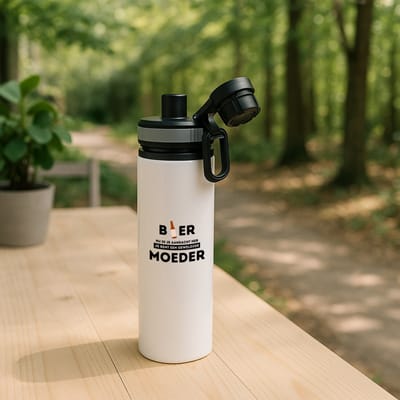Hacebo® - bier, nu ik je aandacht heb je bent een geweldige moeder waterfles met draaidop grijs - de beste moeder - Moeder cadeautjes - moederdag - verjaardagscadeau - verjaardag - cadeau - geschenk - kado - gift - water fles - 850ML