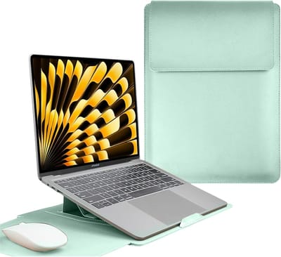 Laptop Sleeve 15-16 Inch met Houder voor MacBook, Dell, Lenovo en HP - Lichtgroen en Beschermend