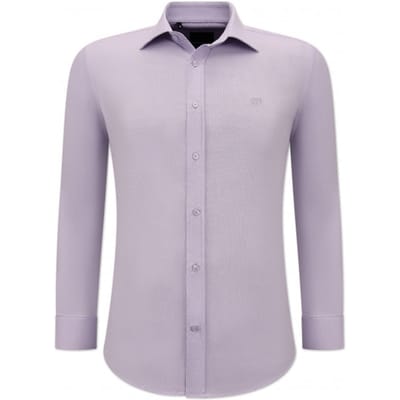 Overhemd Heren - Heren Overhemden Lange Mouw - Blouse Heren - Slim fit Overhemd Heren - 3128 - Paars