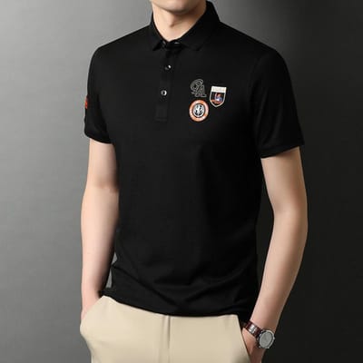 Heren Nieuw Zomer Geborduurd Zakelijk Polo Shirt Trendy Modieus en Knap Slim Revers T-shirt voor Heren XXXL