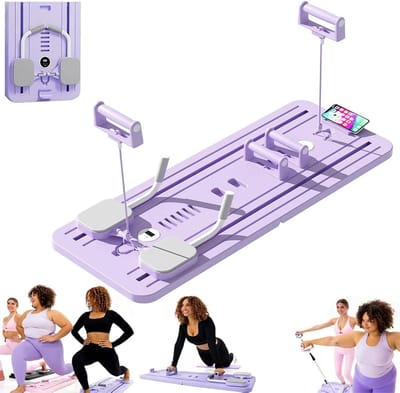 Pilates Reformer Set - Buikspierroller Trainingsbord - Full Body Workout - Automatische Terugslag - 106x41x7cm - Paars