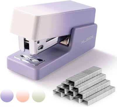 Mini Nietmachine - Kantoor Nietapparaat - Papier Verwerken - Compact Ontwerp - 6.5 x 2.7 cm - Paars-wit Gemengd