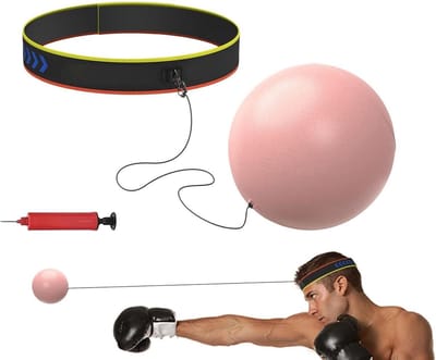 Boksbal met hoofdband - Reactiebal fitness - Verbeteren reactiesnelheid - Verstelbare hoofdband - Opblaasbaar ontwerp - Roze