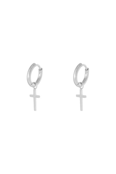 Bijoutheek Oorhangers Kruis Zilver