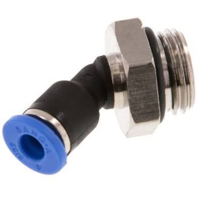 4mm x G1/4'' 45 graden L-verbinding Messing/PA 66 Insteekfitting Buitendraad NBR [2 Stuks]