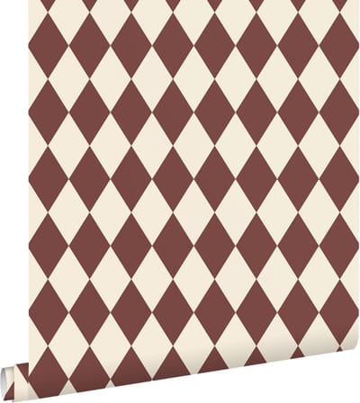 ESTAhome behang ruiten donker paars en beige - 50 x 900 cm - 131934