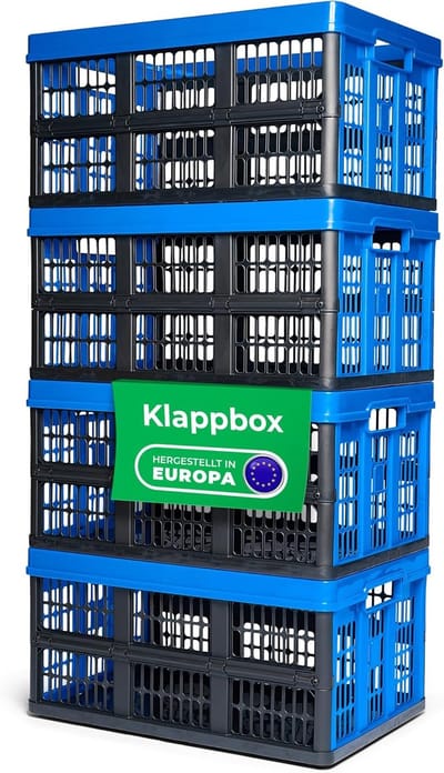 Novaliv Vouwbox 45l Blauw Set van 4 - Opvouwbare mandbox met praktische draaggrepen - Veelzijdige opbergbox