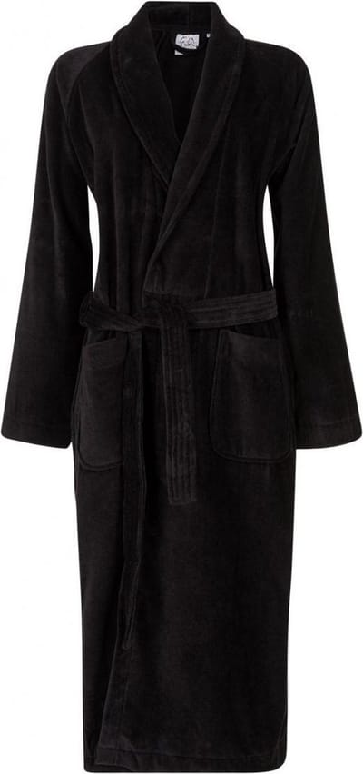 Badjas zwart - 100% katoen badjas - zwarte badjas sjaalkraag - badjas heren - badjas dames - unisex - maat XS