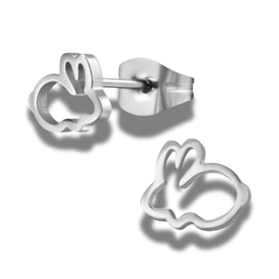 Oorstekers - oorbellen - Konijn - edel staal - zilverkleurig - 6 mm - hypoallergeen