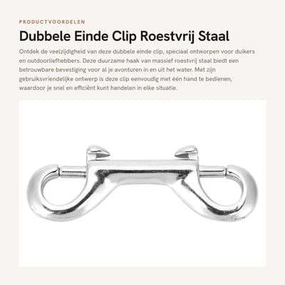 Dailygoods- Haak Dubbel Einde - Roestvrij Staal - Duurzaam - Bevestigingsmiddel - Vijf Maten - Eenvoudig te Gebruiken - Karabijnhaak