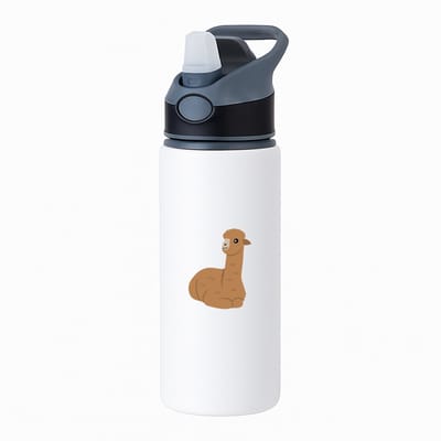 Hacebo® - Lama waterfles met rietje zwart - Alpaca - Dieren liefhebbers - Dierentuin - kameelachtigen - zoogdieren - water fles - 650ML