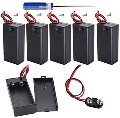 Allecto - 9 Volt Batterij Houder - 9V Batterij Connector - Met Schakelaar - 6 Stuks - Ideaal voor LED verlichting - Geschikt voor Wetenschappelijke...