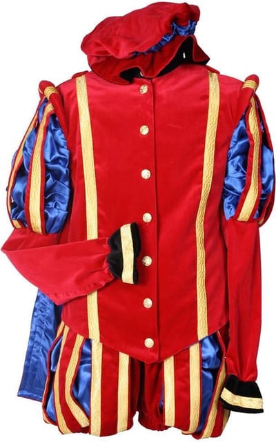 Piet fluweel Malaga rood/blauw (mt XL)