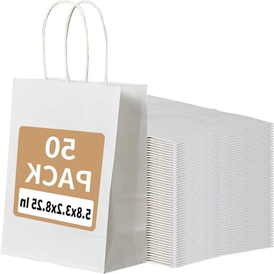 Geschenkzakjes Kraftpapier Wit - Papieren zakjes met handvat - Verpakken van cadeaus - Gemaakt van 110 g/m² kraftpapier
