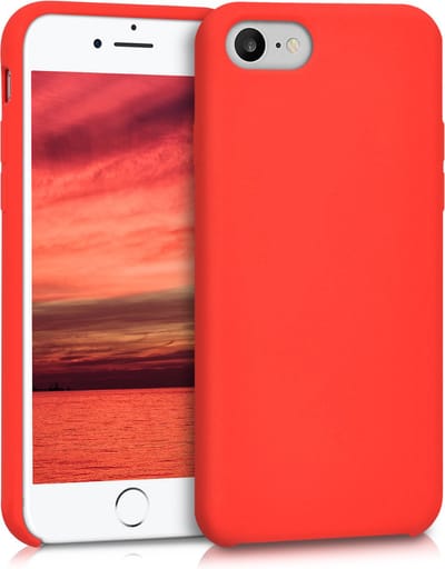kwmobile telefoonhoesje geschikt voor Apple iPhone SE (2022 / 2020) / iPhone 8 / 7 - Hoesje met siliconen coating - Smartphone case in rood
