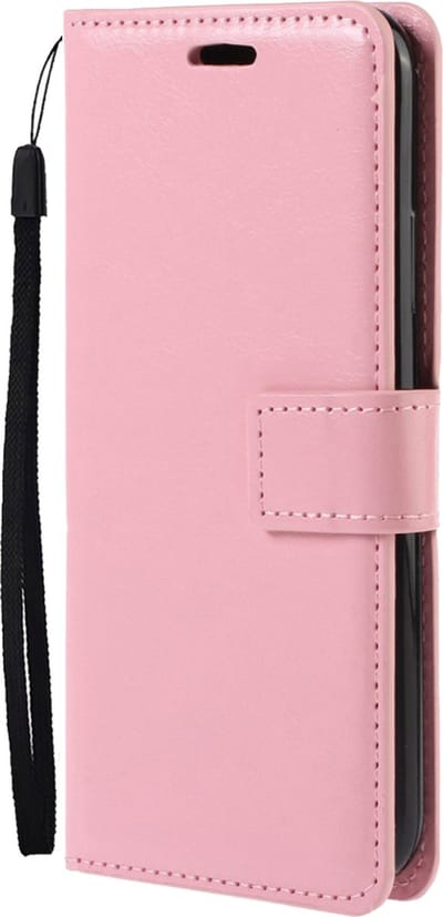 Hoes - Met Pasjeshouder - Geschikt voor OPPO A16 - Luxe Bookcase Portemonee - Flip Case - Kunstleer Book Case - Flipcase - Book Cover - Walletcase - PortemonneeHoes - Lichtroze