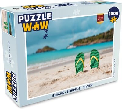 Puzzel Strand - Slippers - Groen - Legpuzzel - Puzzel 1000 stukjes volwassenen