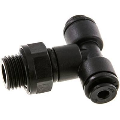 4mm x G1/4'' inline T-stuk POM Insteekfitting Buitendraad FDA Draaibaar NBR